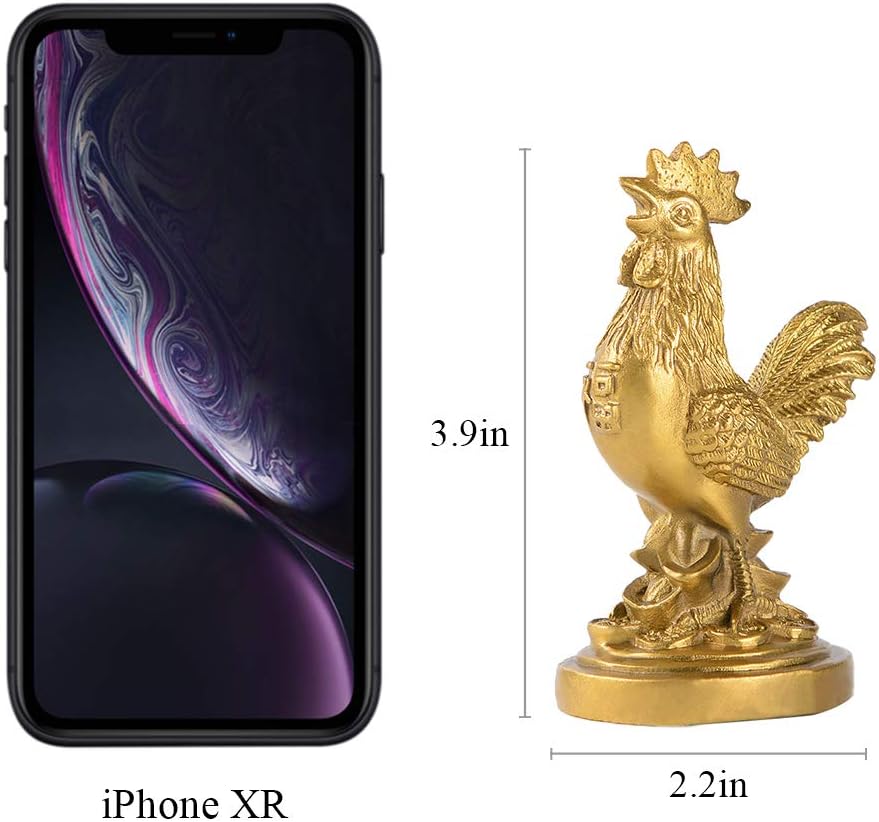 Brass Feng Shui Statue Auspicious Rooster/Chicken/Cock Home Office Decorative Talisman Golden Figurine Gift for Collection PTZY048