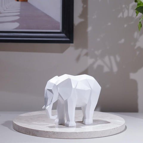 White Elephant Decor Origami Statue - Modern Elefantes Decoracion Casa, Resin Elephant Gift Figurines Decorations for Living Room 6 x 2.25 x 4.5 Inch