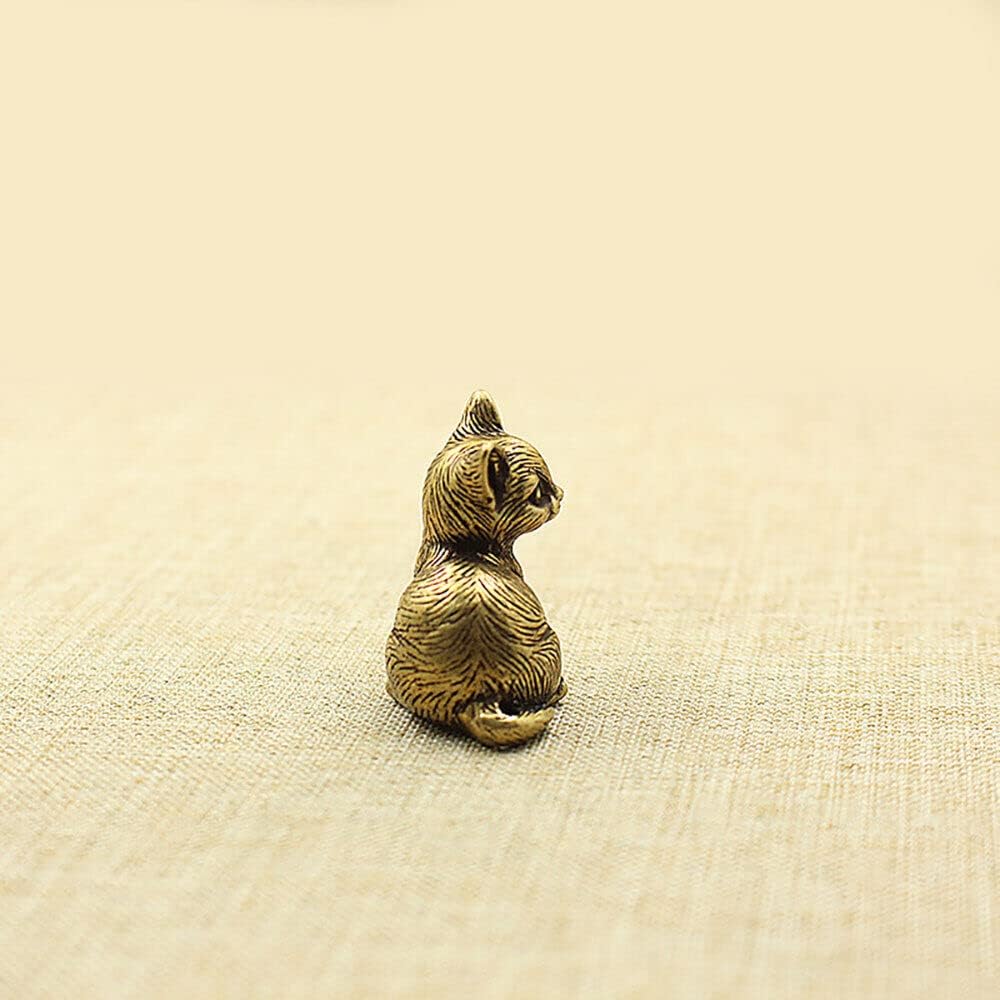 Brass Cat Figurine Small Cat Statue Animal Figurines Home Desktop Decoration