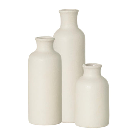 Sullivans White Ceramic Vase Set, Farmhouse Decor, Home Decorative Vase, Vases For Your Kitchen, Bedroom, Office, Living Room, Bathroom, & Shelf Centerpiece Table Decorations (CM2333)