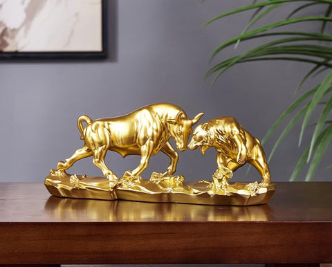 Bull and Bear Statue,Resin Abstract Tabletop Decor, Stock Market Decor,Gifts for Financial Investment Managers Investor.