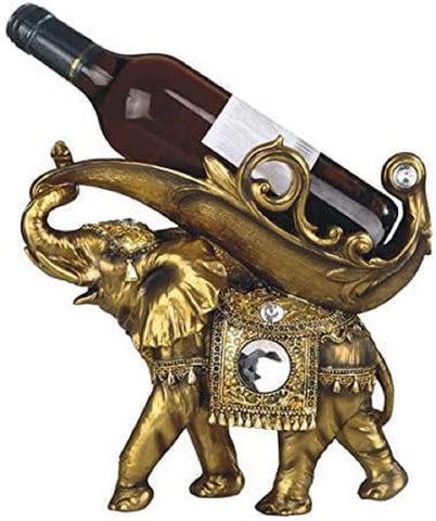 Lucky Wealth Thai Elephant Wine Rack Bottle Holder, Wine Rest Figurine Statue, Feng Shui Home Decor on Tabletops and Counters, Wine Lovers Anniversary Housewarming Unique Gifts for Her