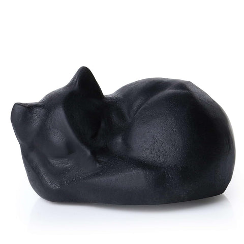 LAIDANLA Black Obsidian Sleeping Cat Statue Healing Crystals Hand Carved Cute Kitten Figurine Sculpture 1.6" Glossy Gemstone Decor Polished Stone Reiki Office Room Bedroom Desk Home Decoration Gifts