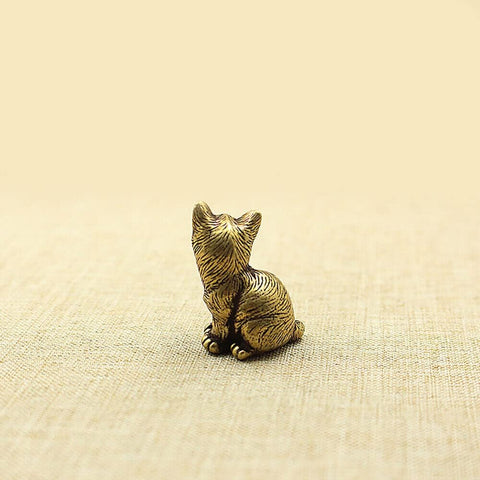 Brass Cat Figurine Small Cat Statue Animal Figurines Home Desktop Decoration