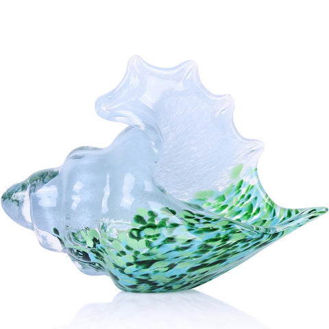 Glass Conch Shell Glass Sea Shells Conch Shell Decor Glass Sea Life Figurines Blown Glass Decor Coastal Home Decor For Dining Tables, Entryways, Coffee Tables, Living Rooms (Aurora Dream Shell)