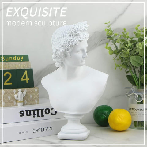 11in Greek Statue of David, Classic Roman Bust Greek Mythology Sculpture for Home Decor