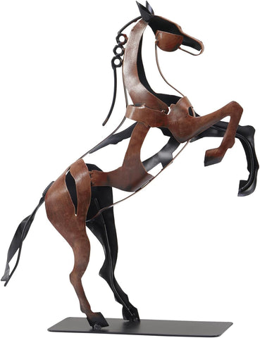 Standing Horse Statue - Hand Painted Metal Desktop Sculpture, Home & Office Animal Statue, Memorial Gift for Horse Lovers (Black)