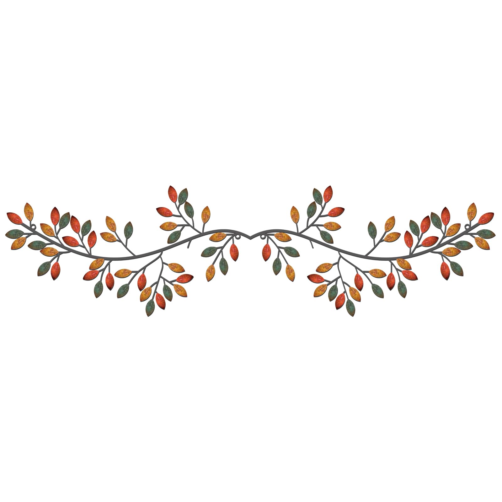 2 Pieces Metal Tree Leaf Wall Decor Vine Olive Branch Leaf Wall Art Wrought Iron Scroll Sculptures Above the Bed, Living Room, Outdoor Decoration (Black,Classic Style)