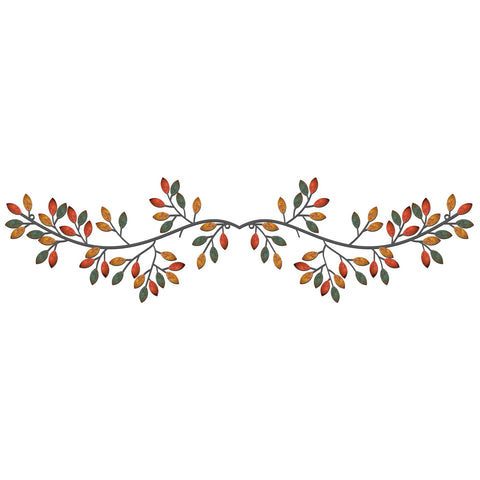 2 Pieces Metal Tree Leaf Wall Decor Vine Olive Branch Leaf Wall Art Wrought Iron Scroll Sculptures Above the Bed, Living Room, Outdoor Decoration (Black,Classic Style)