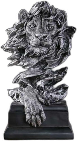 Large Modern King of Royal Lion Statue Golden Lion Head Collectible Figurine Decoration for Home Office Decor for Men Bookshelf Room Accessories Best Manly Lion King Gifts for Men 12.68" H