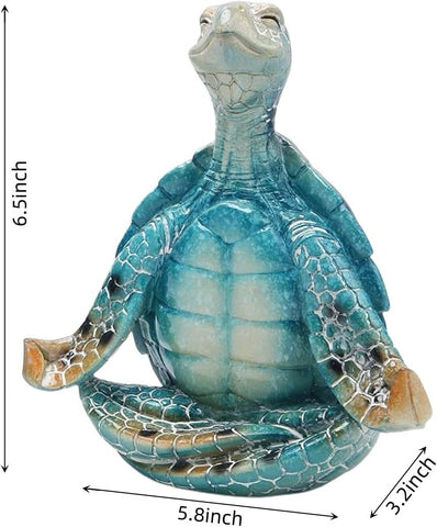 VVGIFTS Sea Turtle Meditation Yoga Decor, Meditating Coastal Beach Decorations, Zen Yoga Resin Statue for Home Office Ornaments (Put The Palm Separate)