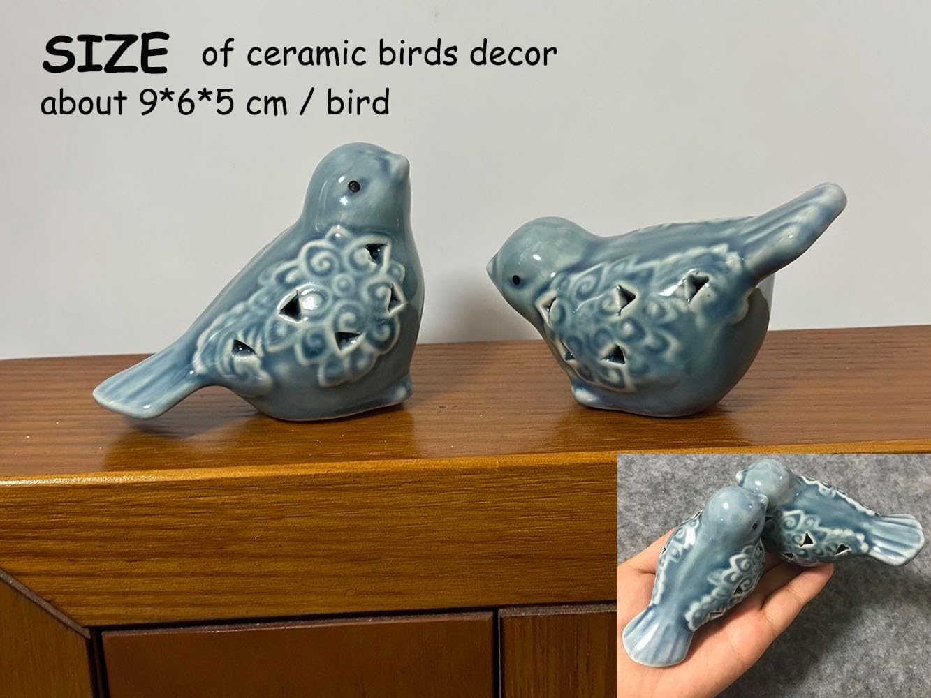 Small Animal Statues, Ceramic Bird Statues, Home Office Decor, Small Decor for Cabinet Shelves Entryway Bookcase TV Stand, Micro Landscape Accessories (Birds)