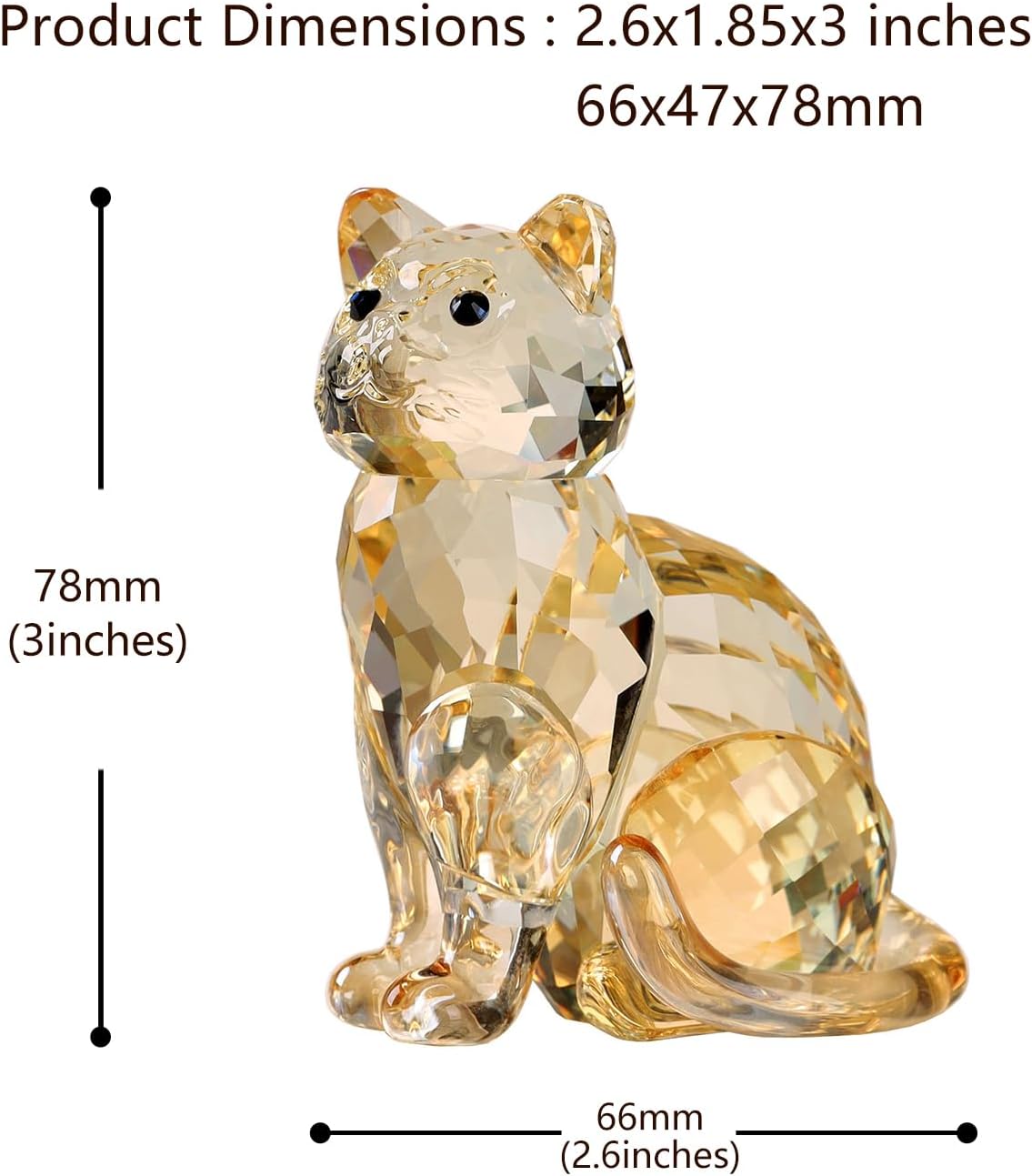 Crystal Cat Realistic Animal Kitten Art Figurine Collection Table top Ornament Statue Home Decor (White)