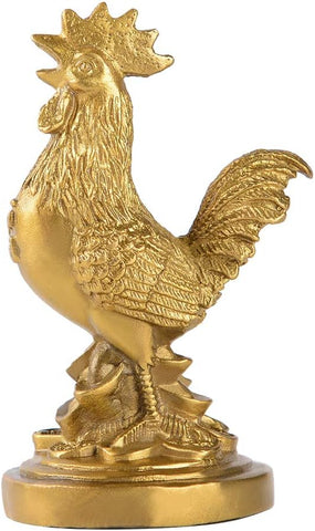 Brass Feng Shui Statue Auspicious Rooster/Chicken/Cock Home Office Decorative Talisman Golden Figurine Gift for Collection PTZY048