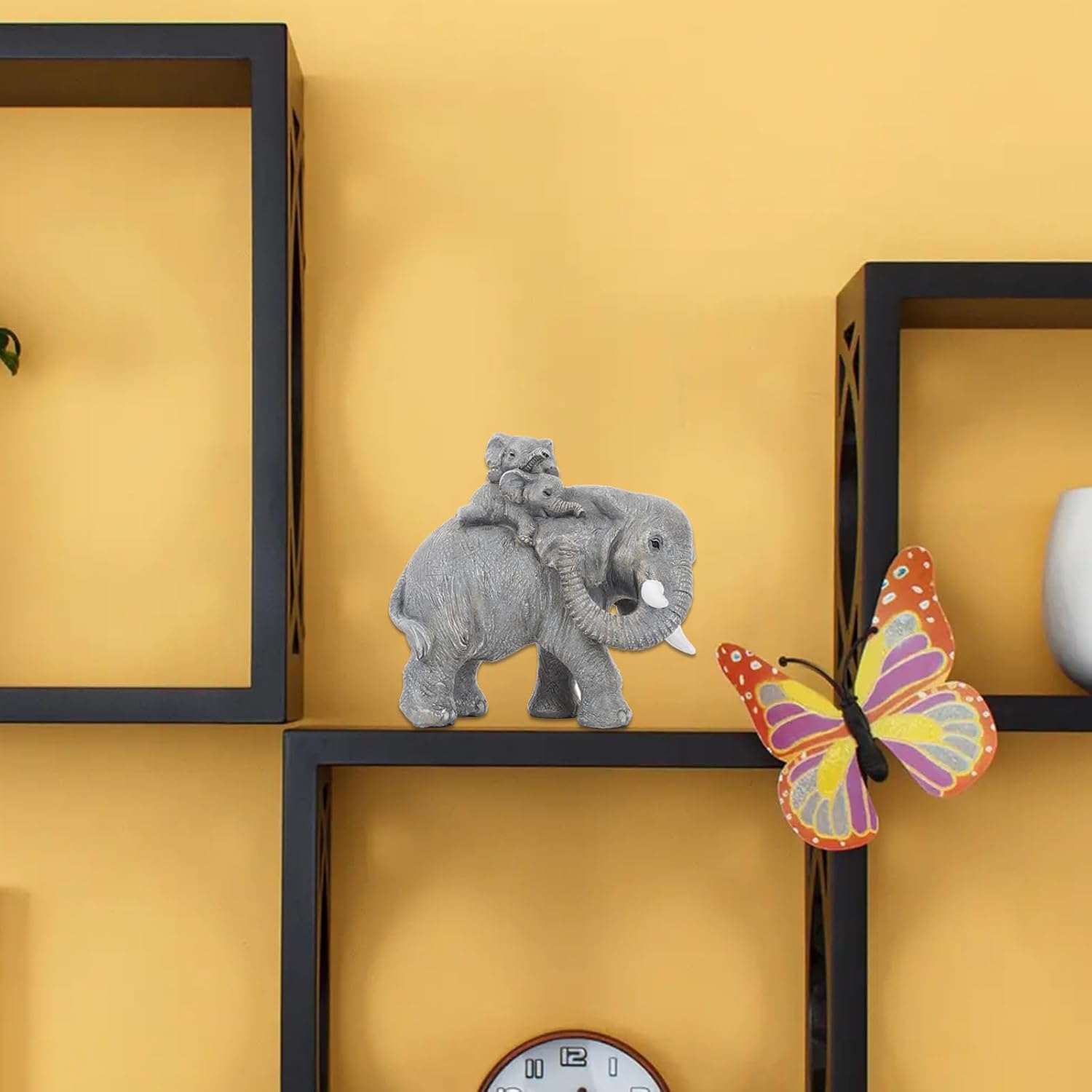 Elephant Gifts for Women,Elefantes Sala De La Suerte Decorativos,Cute Statue Decor Brings Love, Grayish Yellow Figurines Home Decoration Living Room