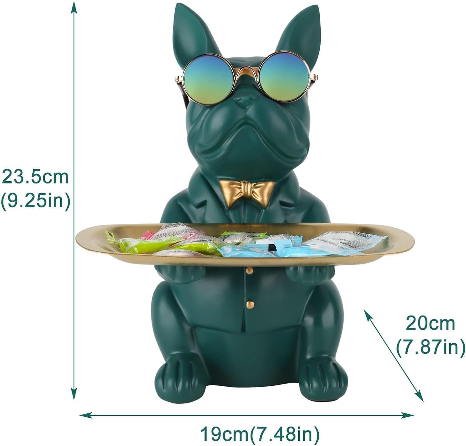 French Bulldog Gifts Key Holder Candy Dish Tray Home Decor Resin Butler Statue Key Bowl Entryway Table Frenchie Dog Sculpture Dining Table Decor Office Small Object Tray (Black)