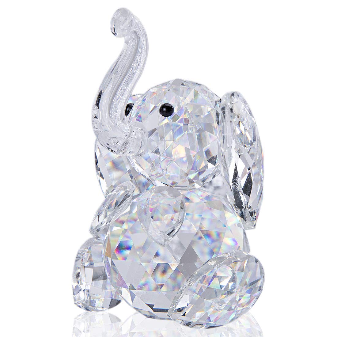 Cute Elephant Figurine Collection Cut Glass Ornament Statue Animal Collectible