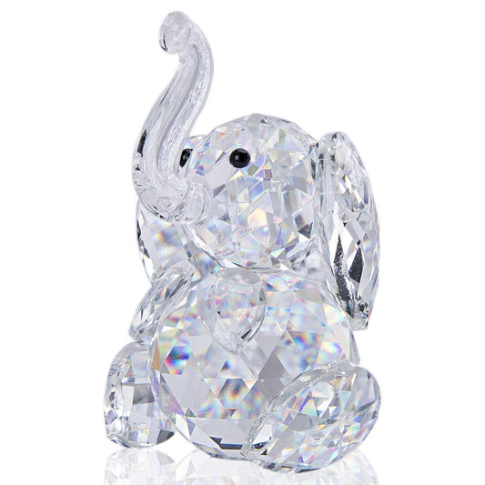 Cute Elephant Figurine Collection Cut Glass Ornament Statue Animal Collectible 1100