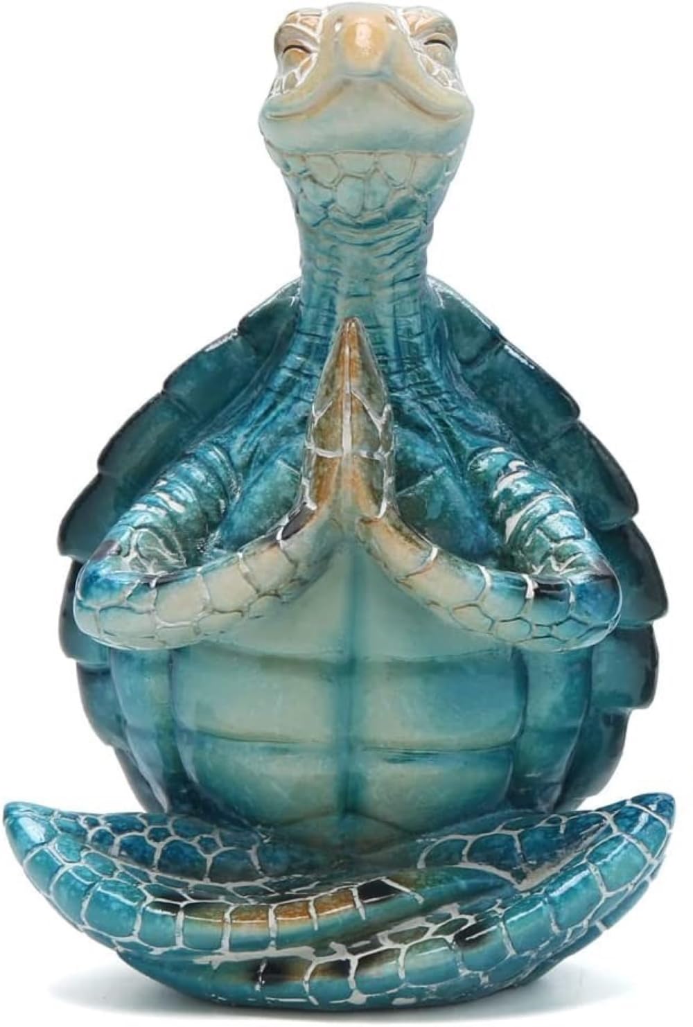 VVGIFTS Sea Turtle Meditation Yoga Decor, Meditating Coastal Beach Decorations, Zen Yoga Resin Statue for Home Office Ornaments (Put The Palm Separate)