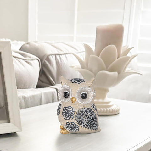 Owl Statue for Home Decor, White Owl Decor for Bookshelf Bedroom Office Display, Adorable Owl Gifts for Owl Lovers