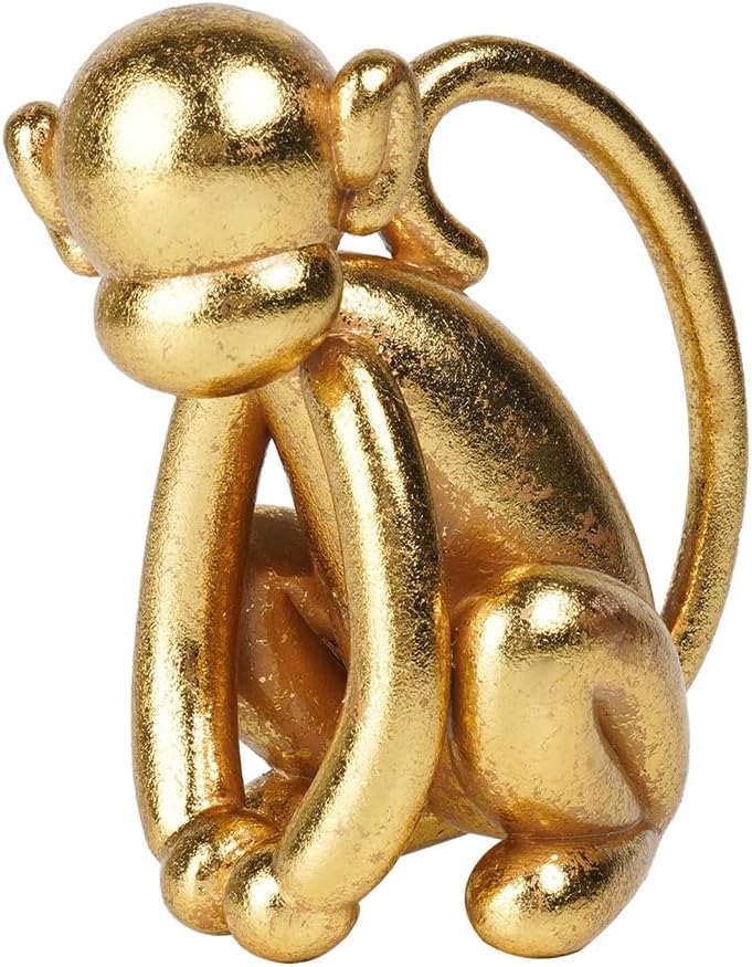 Elephant Statues Home Décor Collectible Figurines - Gold Resin Boho Elephant Decoration Handmade Brings Good Luck Health for Living Room Shelf Office Gifts for Women 7.25 x 3.25 x 5.75 Inch