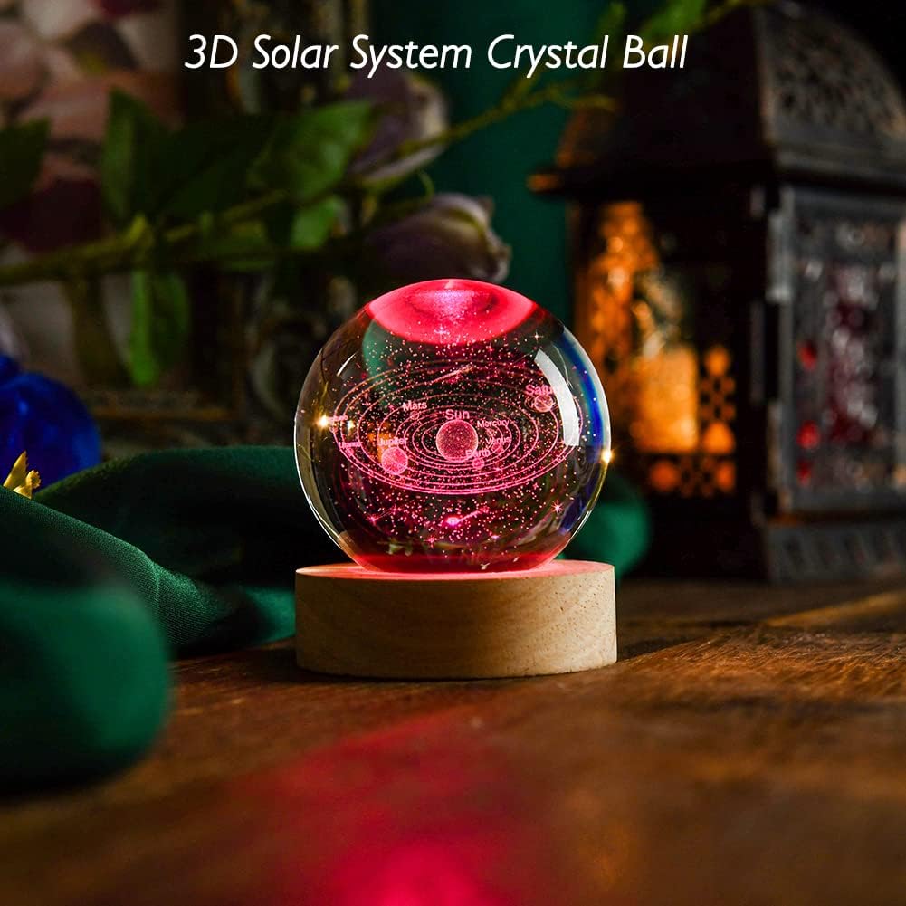 3D Cat Themed Gifts for Women Decor for Cat Lovers Cat Mom Crystal Ball Cat Related Sympathy Presents with Wooden Light Base