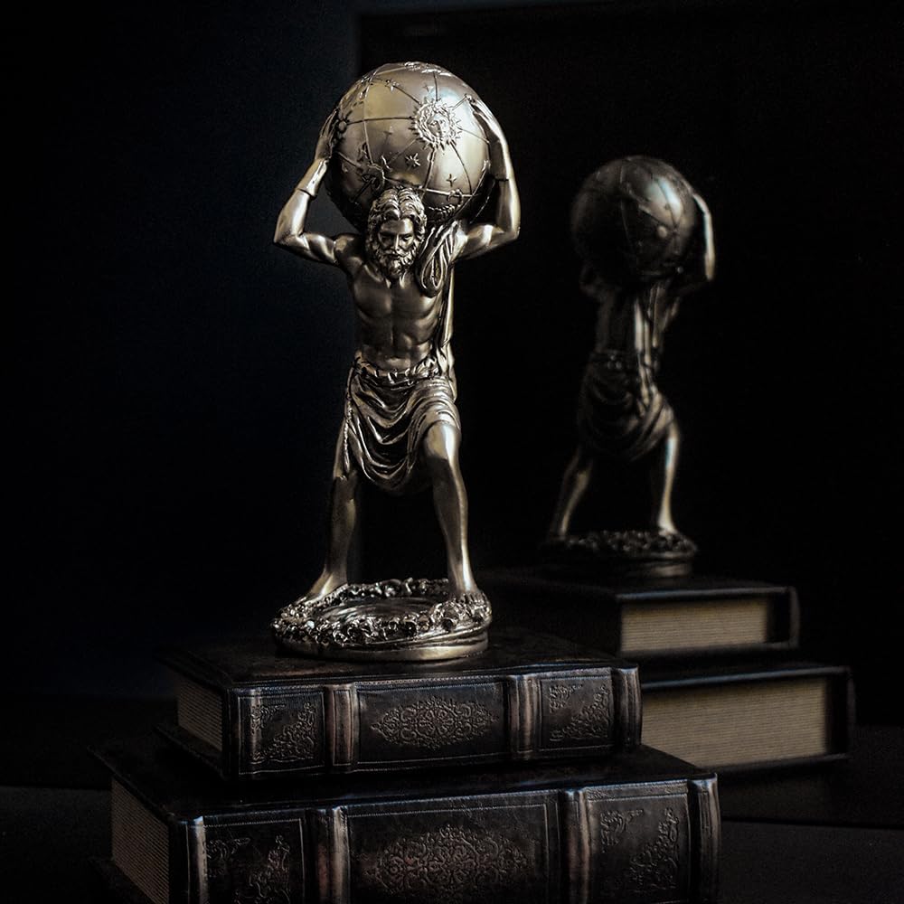 Atlas Statue -11.4 Inch Bronze, Home Library Decor, Office Decoration for Men, The World is Yours Statue, Goddess, Greek Mythology, Greek Sculpture