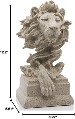 Sandstone Lion - The King of Beasts - Statue Decoration for Home/Study/Living Room, Great Collectible Figurines, Best Gift for The Man, Golden Color (HH17-D2)