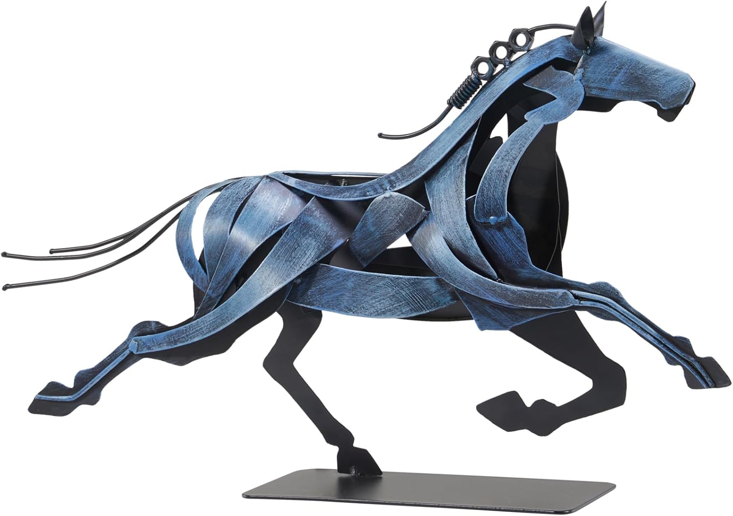 Running Horse Sculpture Western Decor, Handmade Metal Horse Statue Home Decor, Rustic Animal Statue Gifts for Women (Black)