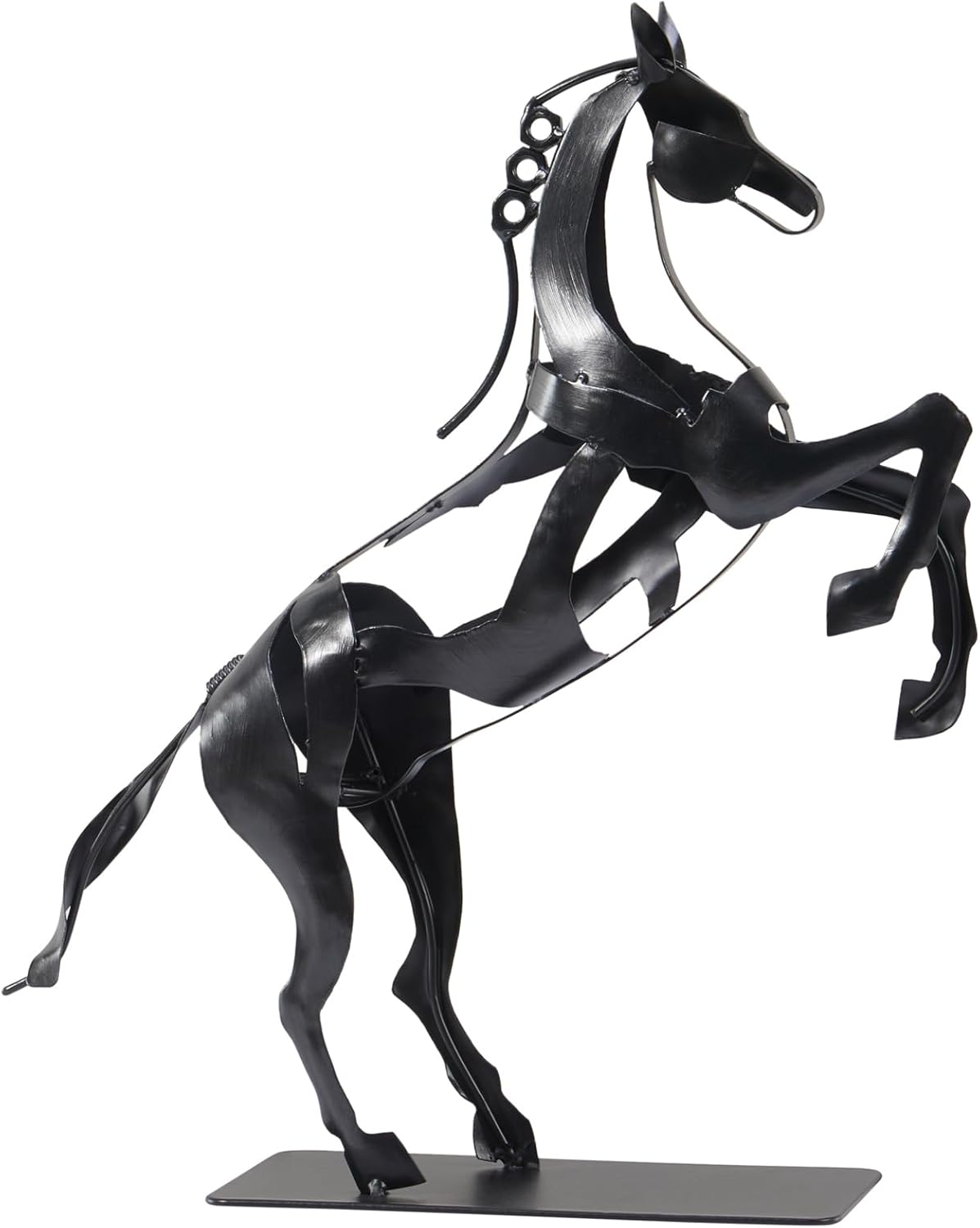 Standing Horse Statue - Hand Painted Metal Desktop Sculpture, Home & Office Animal Statue, Memorial Gift for Horse Lovers (Black)