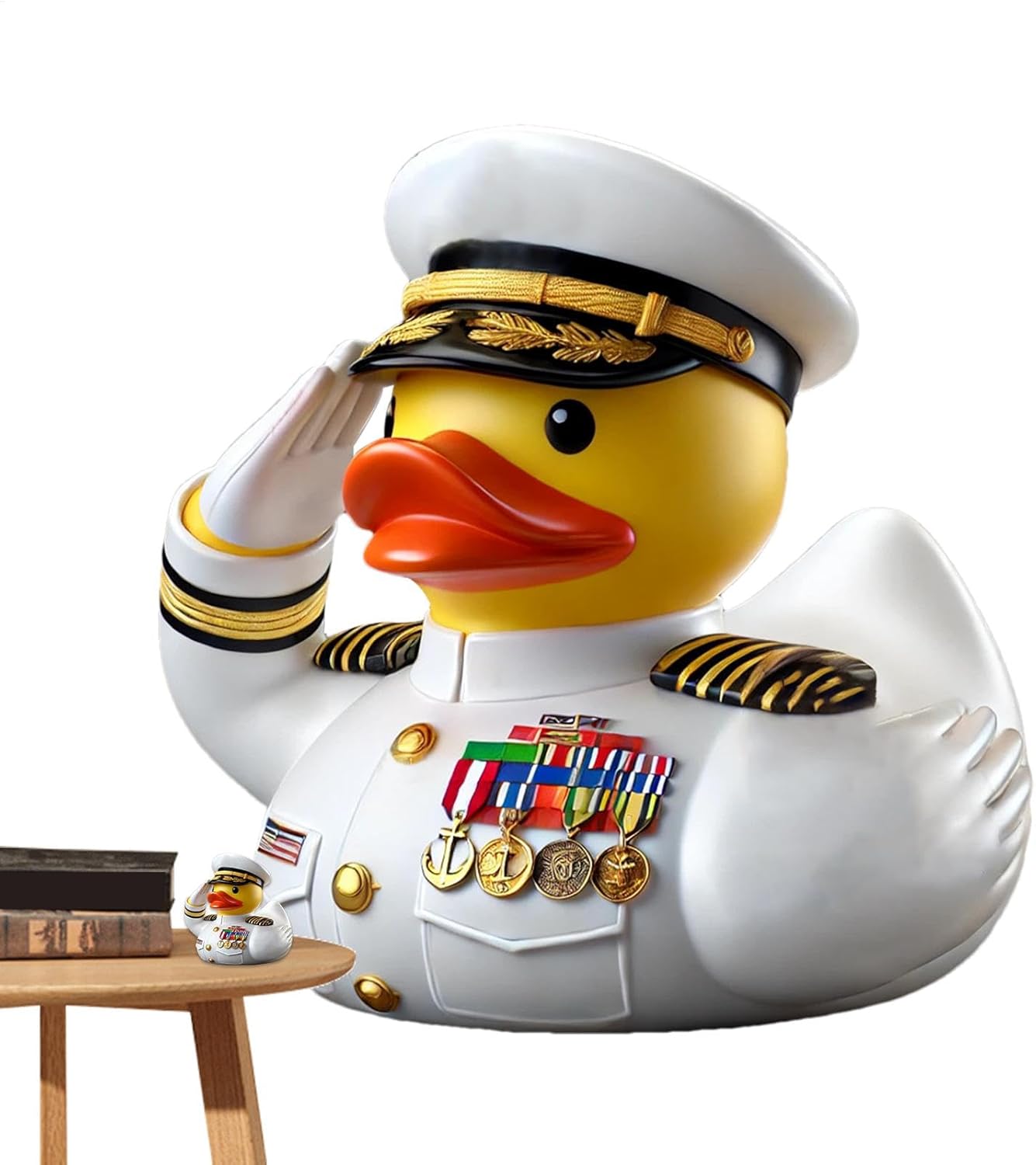 Veterans Memorial Duck, 2025 Navy Veterans Memorial Duck, 3 Inch Resin Militarys Duck Statue Armys Duck Figurine Cute and Funny Commemorative Saluting Duck Ornament for Desktop Car Ashboard