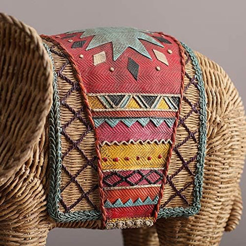 Resin feng Shui Elephant Statues-Decorative Weaving Style Elephant Family Statues -Mother and Child of Elephant Figurine Statue Sculpture Elephant Gifts for Women.(1 Pair)