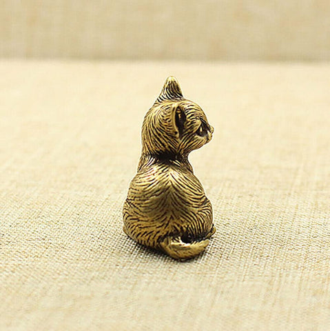 Brass Cat Figurine Small Cat Statue Animal Figurines Home Desktop Decoration