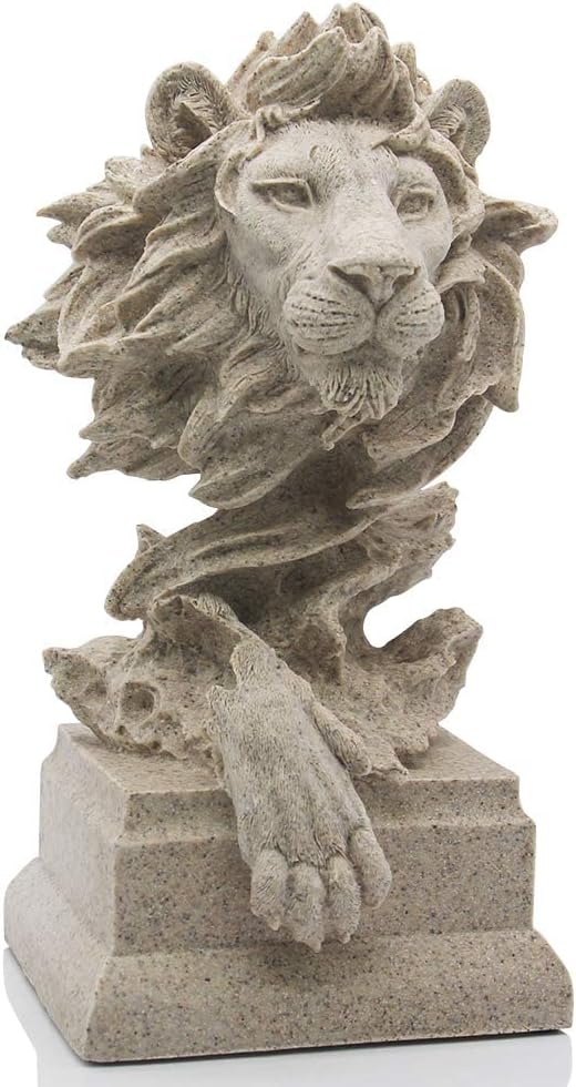 Sandstone Lion - The King of Beasts - Statue Decoration for Home/Study/Living Room, Great Collectible Figurines, Best Gift for The Man, Golden Color (HH17-D2)