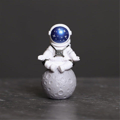 Blue White Astronaut Statues Set of 4, Spaceman Sculpture Figurines Outer Space Theme Decor for Nursery Room Cake Topper