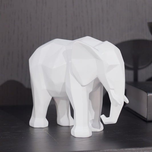 White Elephant Decor Origami Statue - Modern Elefantes Decoracion Casa, Resin Elephant Gift Figurines Decorations for Living Room 6 x 2.25 x 4.5 Inch 1500