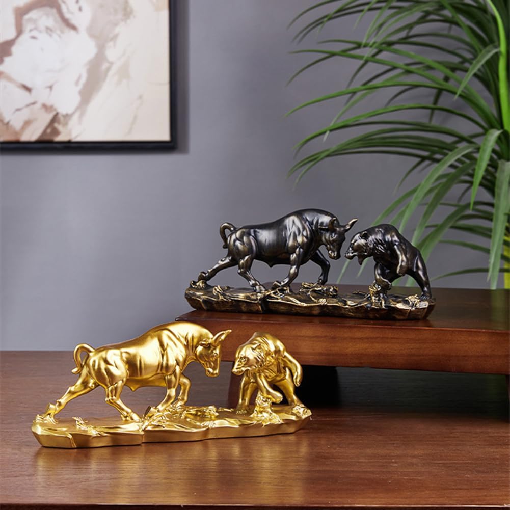 Bull and Bear Statue,Resin Abstract Tabletop Decor, Stock Market Decor,Gifts for Financial Investment Managers Investor.