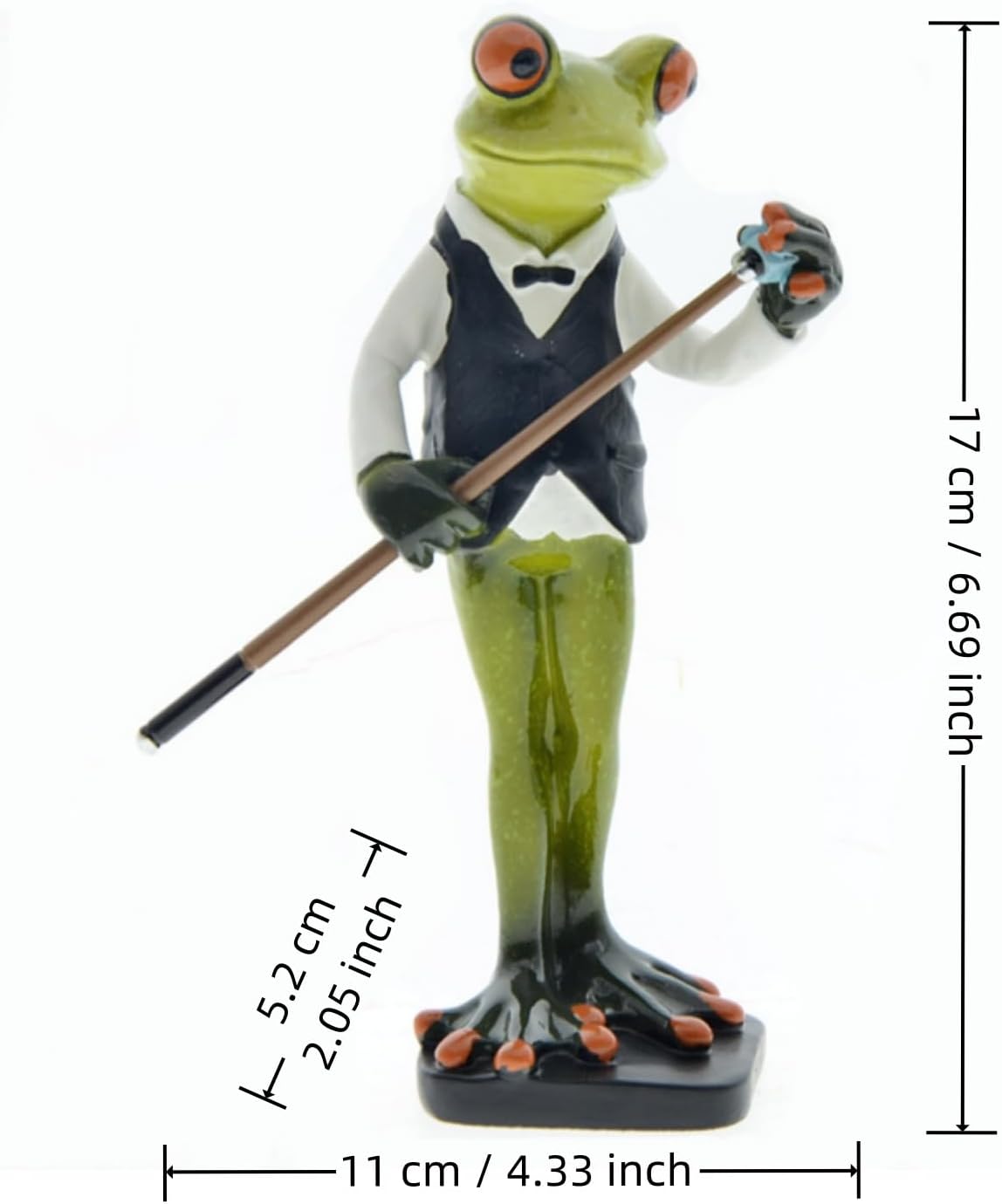 Creative Playing Billiards Frog Resin Sculptures Statues, Funny Standing Frogs Mascot Collectible Figurines for Ball Games Lovers Home Office Decorations Gifts