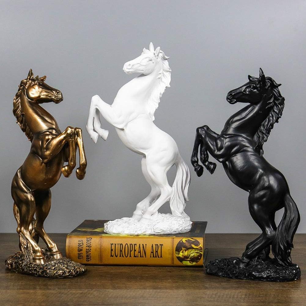 12 inch Standing Horse Resin Statue for Home Decor Animal Ornament Sculpture Rearing Horse Art Figurine Decorative Sculpture - Bronze