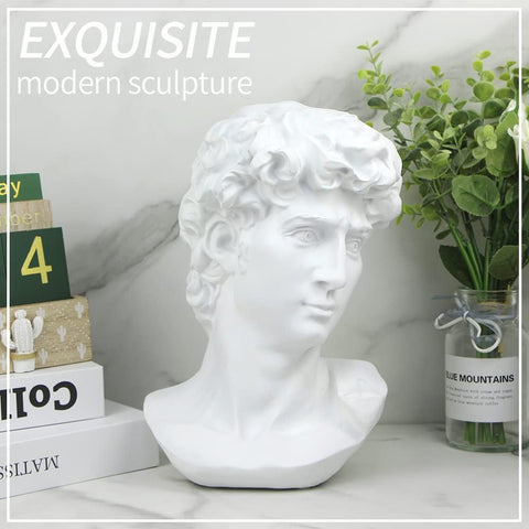 11in Greek Statue of David, Classic Roman Bust Greek Mythology Sculpture for Home Decor