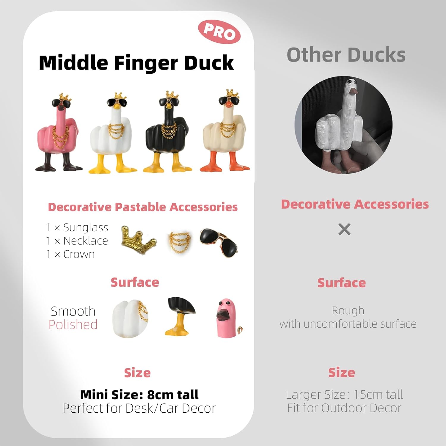 Middle Finger Gifts, Cute Black Middle Finger Duck Statue for Home Decor, Duck You Sculptures Cool Fun Gag Gift (Black)