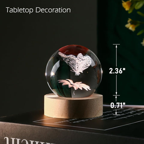 3D Cat Themed Gifts for Women Decor for Cat Lovers Cat Mom Crystal Ball Cat Related Sympathy Presents with Wooden Light Base