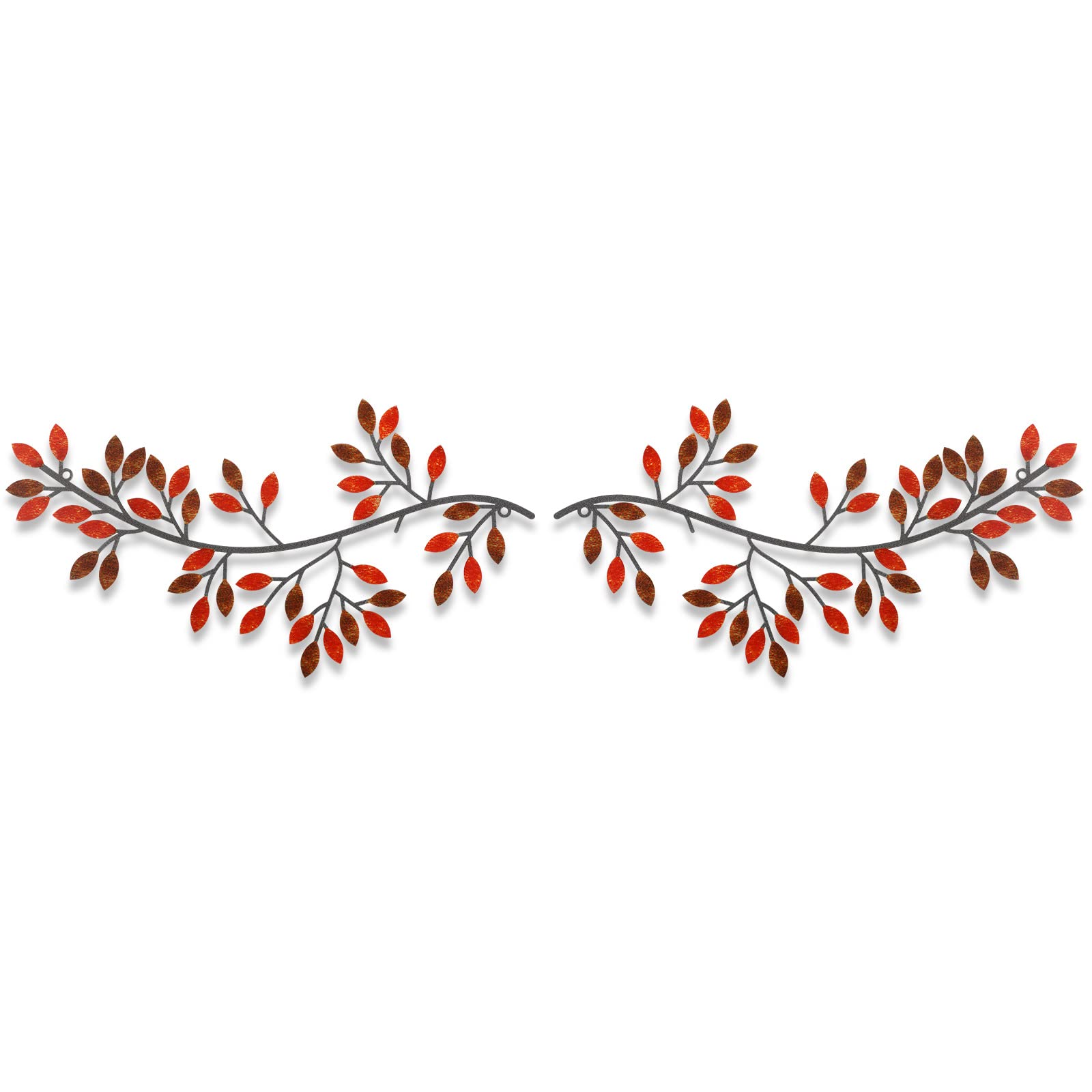 2 Pieces Metal Tree Leaf Wall Decor Vine Olive Branch Leaf Wall Art Wrought Iron Scroll Sculptures Above the Bed, Living Room, Outdoor Decoration (Black,Classic Style)