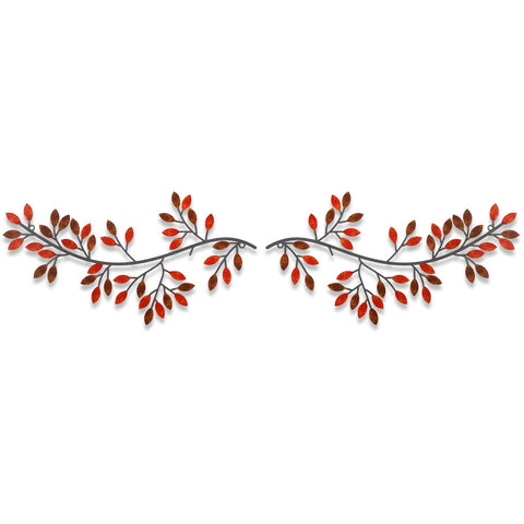 2 Pieces Metal Tree Leaf Wall Decor Vine Olive Branch Leaf Wall Art Wrought Iron Scroll Sculptures Above the Bed, Living Room, Outdoor Decoration (Black,Classic Style)