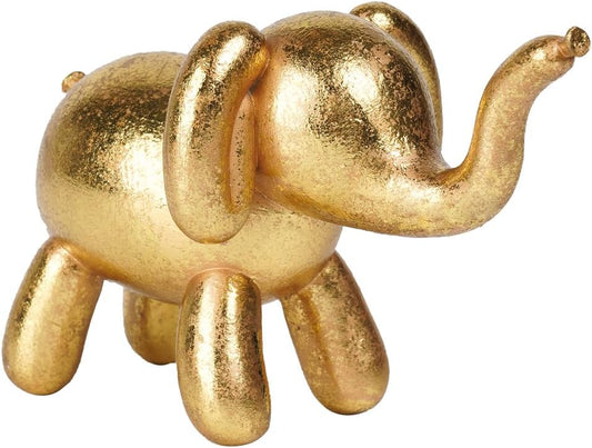 Elephant Statues Home Décor Collectible Figurines - Gold Resin Boho Elephant Decoration Handmade Brings Good Luck Health for Living Room Shelf Office Gifts for Women 7.25 x 3.25 x 5.75 Inch 957