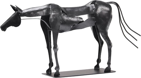 Horse Statue Décor Artwork, 24" H Handmade Metal Pegasus Greek Flying Horse Sculpture, Hand-Painted Animal Figurines for Home Living Room Office (Brown with Wings)