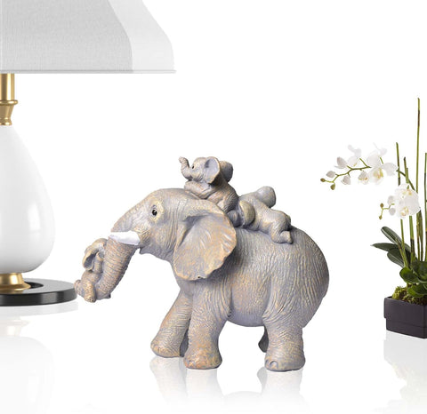 Elephant Gifts for Women, Cute Statue Decor Brings Love, Grayish Yellow Figurines Home Decoration Living Room