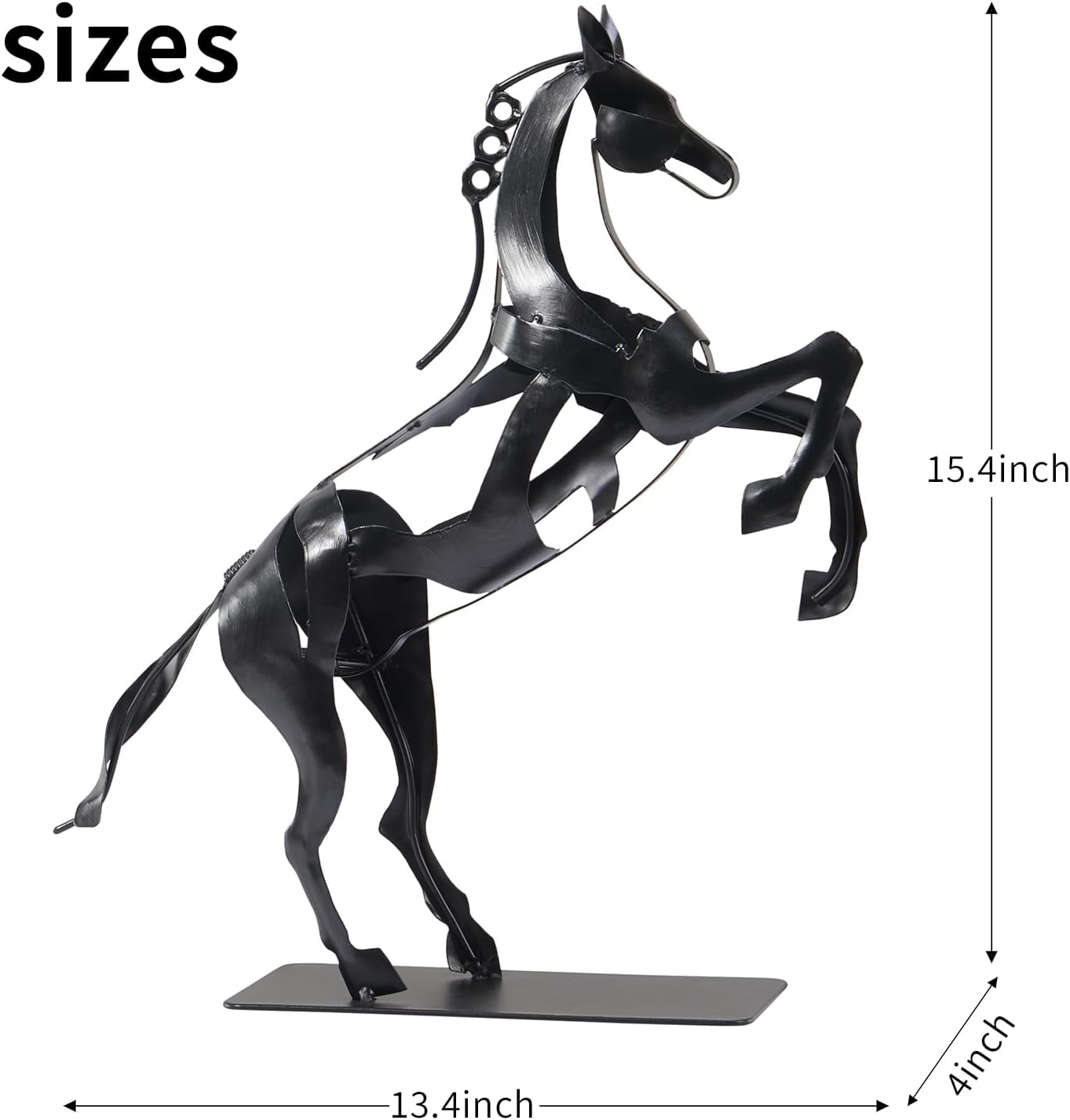 Standing Horse Statue - Hand Painted Metal Desktop Sculpture, Home & Office Animal Statue, Memorial Gift for Horse Lovers (Black)