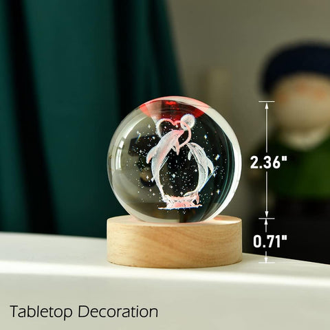 3D Cat Themed Gifts for Women Decor for Cat Lovers Cat Mom Crystal Ball Cat Related Sympathy Presents with Wooden Light Base