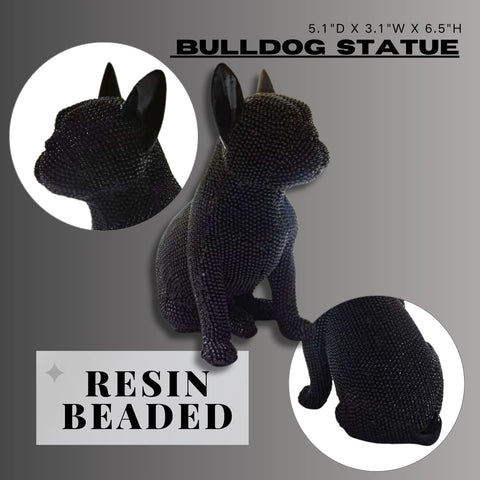 Handcrafted Bulldog Resin Home Decor Statue - Intricate Beaded Design - Unique Decorative Sculpture for Living Room, Office, or Bedroom